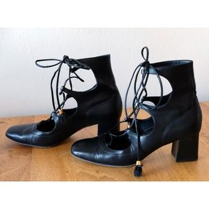 Black Carel Laced Leather Petra Pumps Booties 37